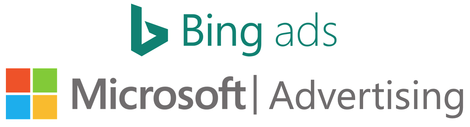 A imagem mostra a representação do logotipo original do Bing Ads e do novo logotipo do Microsoft Advertising.
