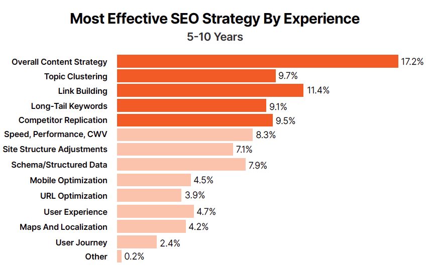 Statistik mit effektivsten SEO Strategien (5-10 Jahre Erfahrung)